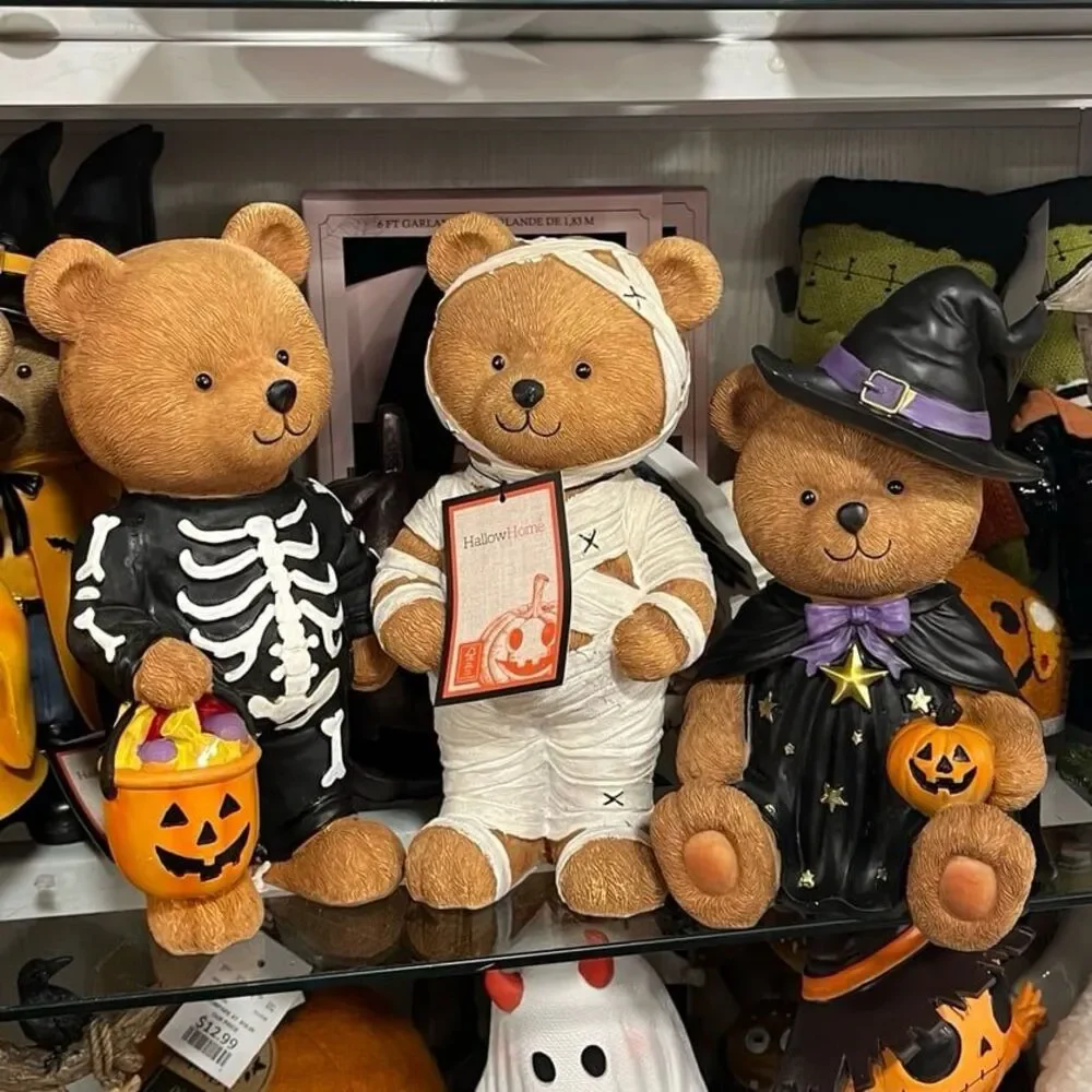 Hallow Home Halloween Teddy Bear Figurine Decor Bundle (3)